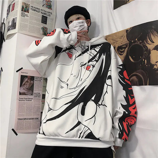Anime Naruto Itachi Sharingan Print Hoodie for Women