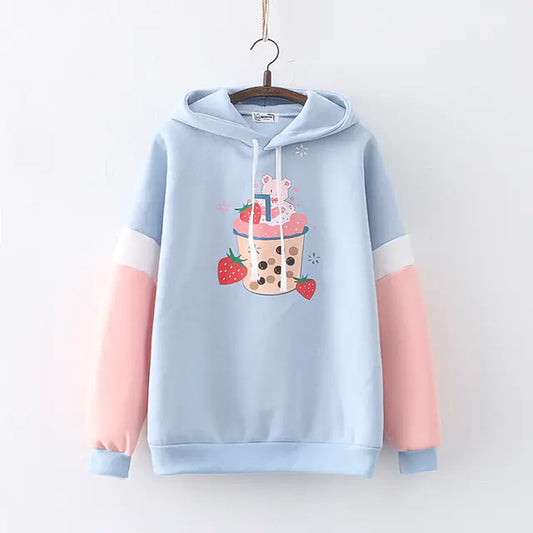 Kawaii Strawberry Hoodie for Women - Cute Anime Pullover