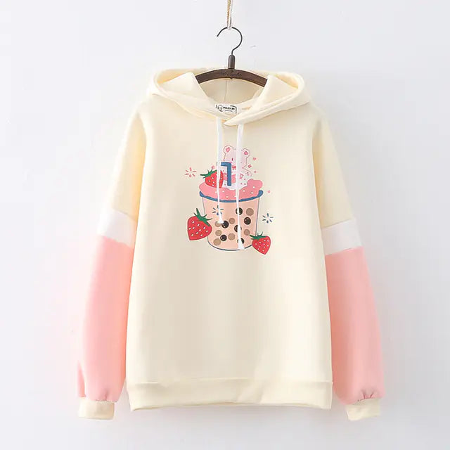 Kawaii Strawberry Hoodie for Women - Cute Anime Pullover