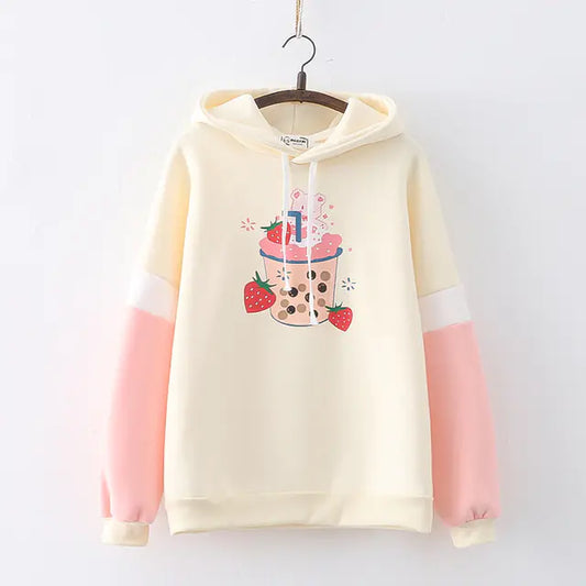 Kawaii Strawberry Hoodie for Women - Cute Anime Pullover