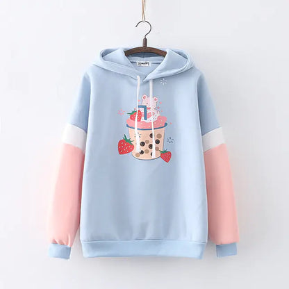 Kawaii Strawberry Hoodie for Women - Cute Anime Pullover